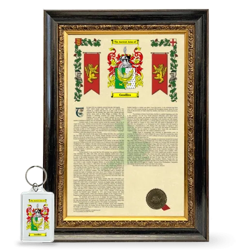 Goodliss Framed Armorial History and Keychain - Heirloom