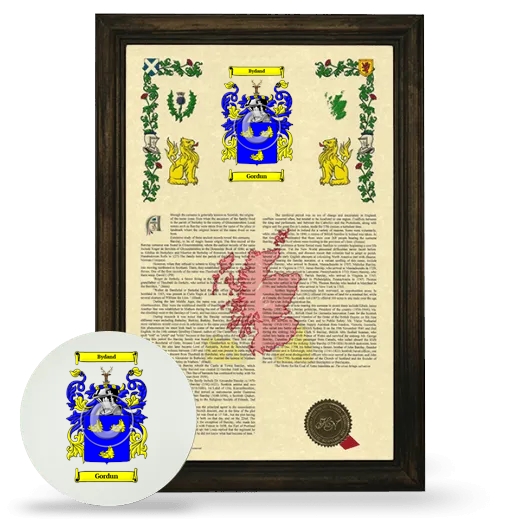 Gordun Framed Armorial History and Mouse Pad - Brown