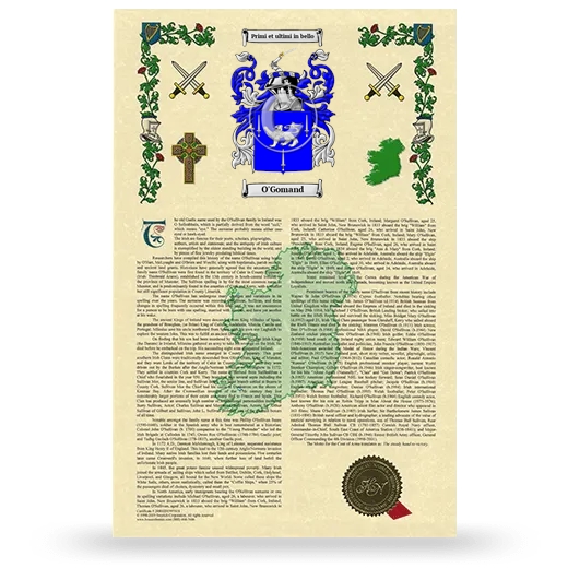 O'Gomand Armorial History with Coat of Arms