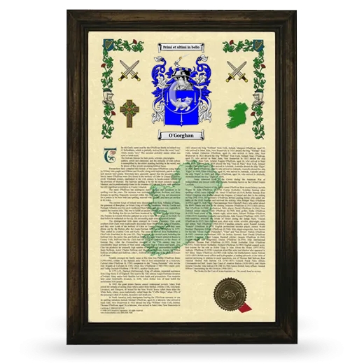 O'Gorghan Armorial History Framed - Brown