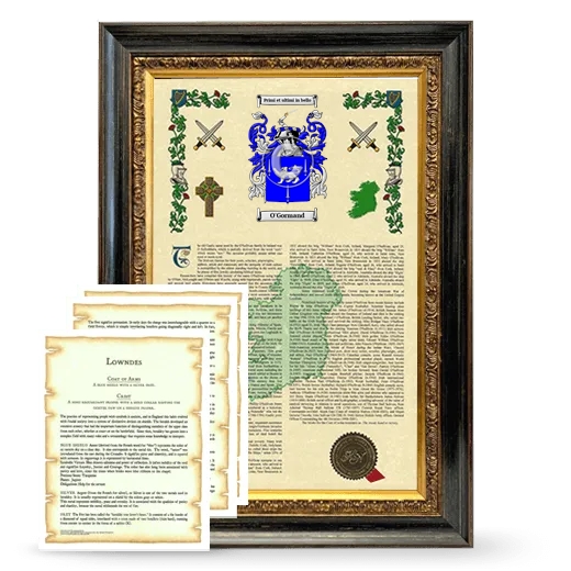 O'Gormand Framed Armorial History and Symbolism - Heirloom