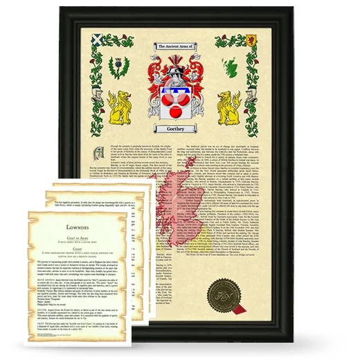 Gorthey Framed Armorial History and Symbolism - Black