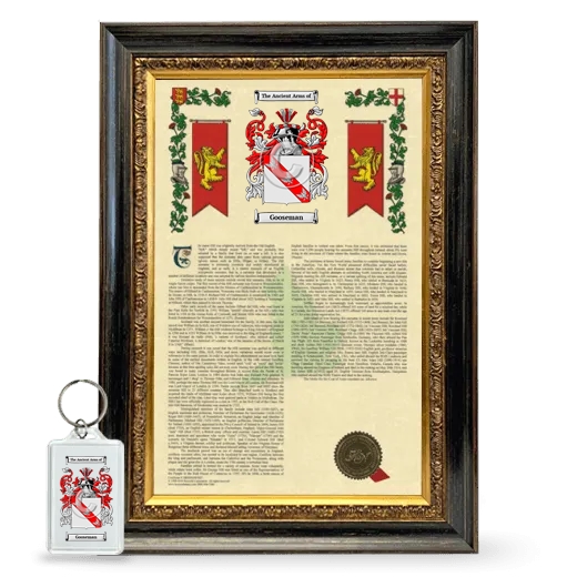 Gooseman Framed Armorial History and Keychain - Heirloom