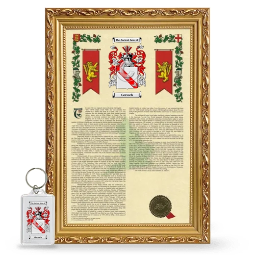 Gorsuch Framed Armorial History and Keychain - Gold