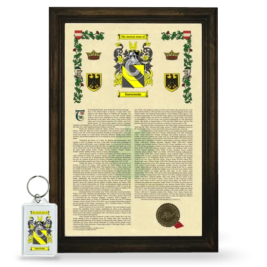 Guesswain Framed Armorial History and Keychain - Brown