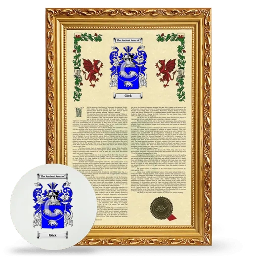 Göck Framed Armorial History and Mouse Pad - Gold