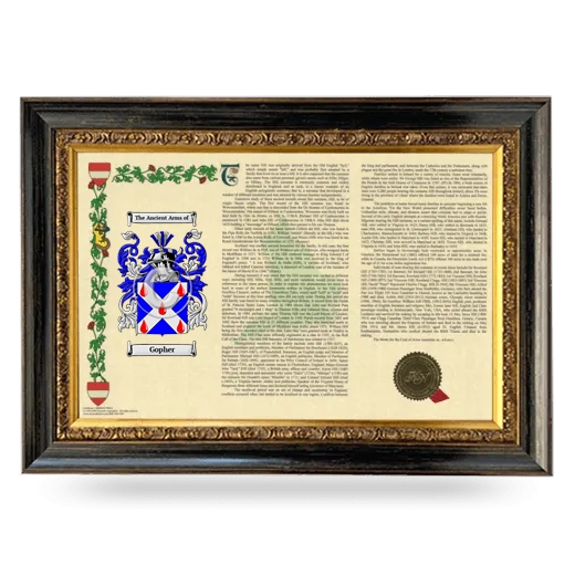 Gopher Armorial Landscape Framed - Heirloom