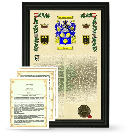 Greim Framed Armorial History and Symbolism - Black