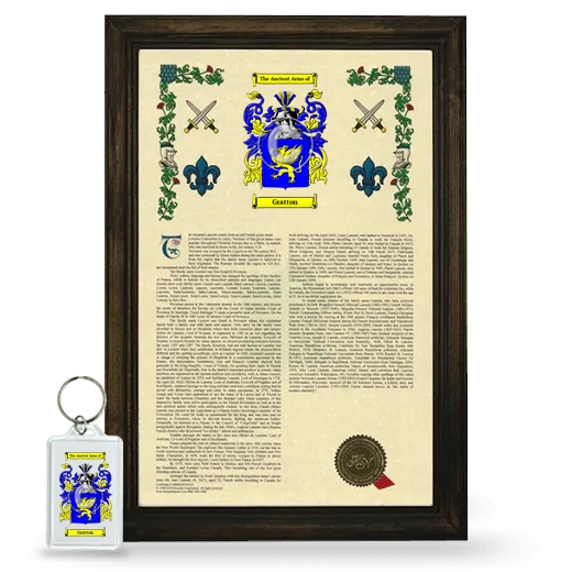 Gratton Framed Armorial History and Keychain - Brown