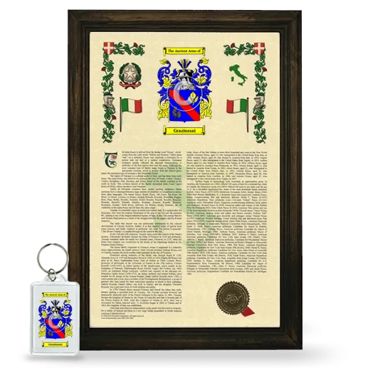 Graziussai Framed Armorial History and Keychain - Brown