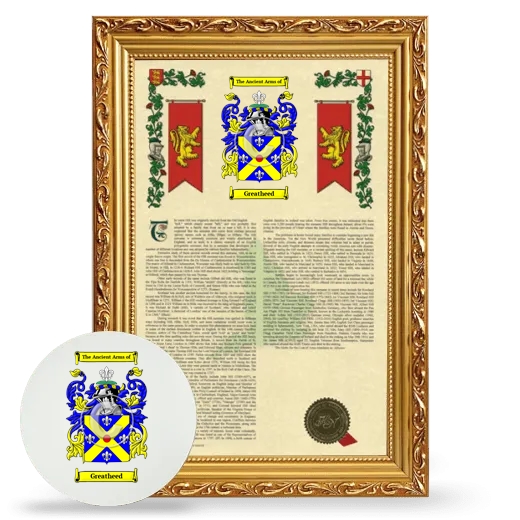 Greatheed Framed Armorial History and Mouse Pad - Gold