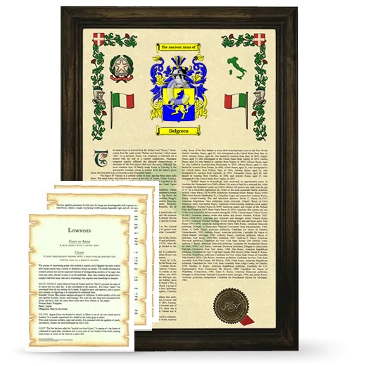 Delgreco Framed Armorial History and Symbolism - Brown