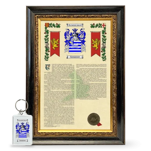 Greenstreet Framed Armorial History and Keychain - Heirloom