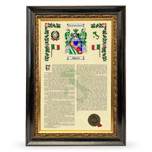 Gligoraci Armorial History Framed - Heirloom