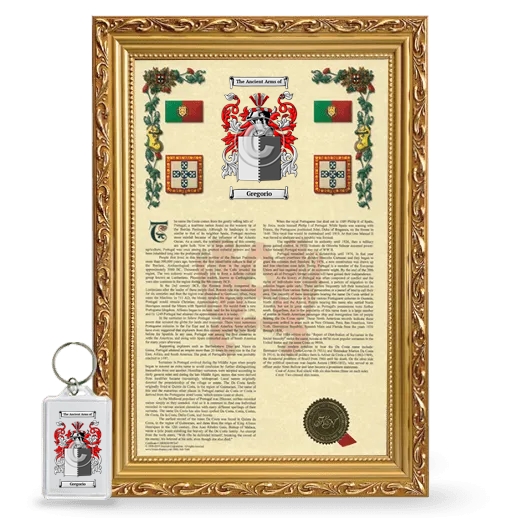 Gregorio Framed Armorial History and Keychain - Gold