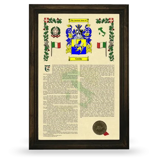 Crecky Armorial History Framed - Brown