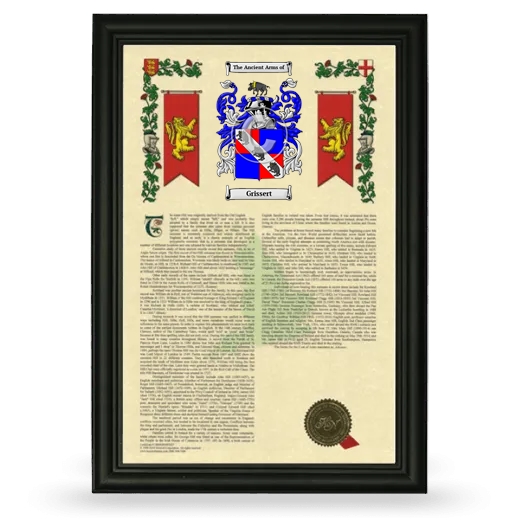 Grissert Armorial History Framed - Black