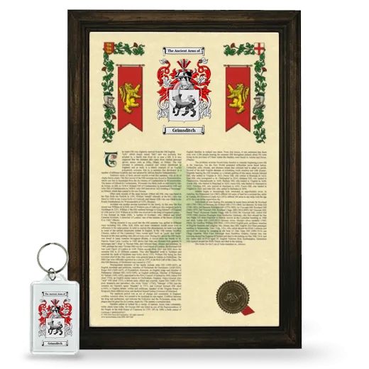 Grimsditch Framed Armorial History and Keychain - Brown
