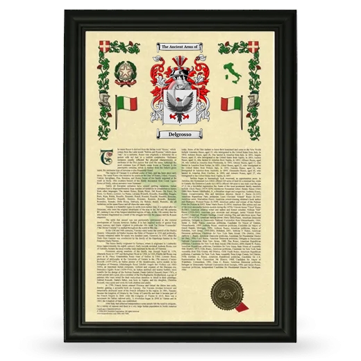 Delgrosso Armorial History Framed - Black