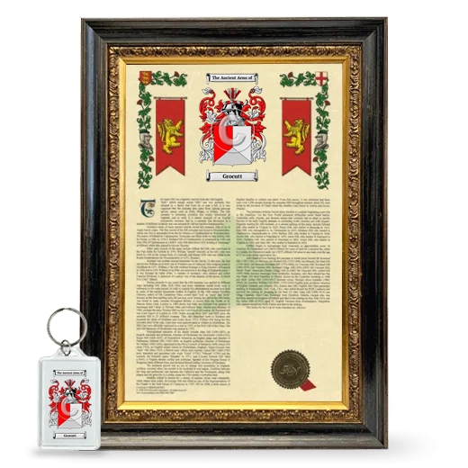 Grocutt Framed Armorial History and Keychain - Heirloom