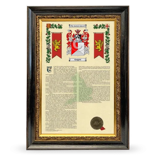 Grogett Armorial History Framed - Heirloom