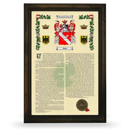 Gron Armorial History Framed - Brown