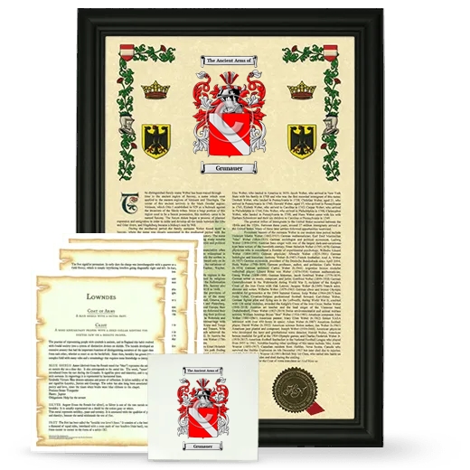 Grunauer Framed Armorial, Symbolism and Large Tile - Black
