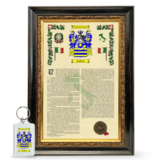 Gualtieri Framed Armorial History and Keychain - Heirloom