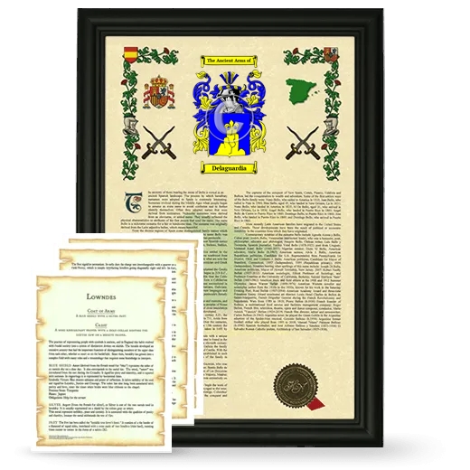 Delaguardia Framed Armorial History and Symbolism - Black