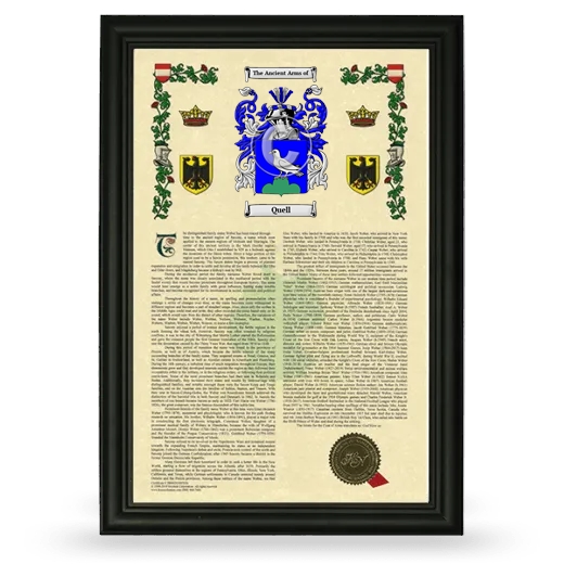 Quell Armorial History Framed - Black