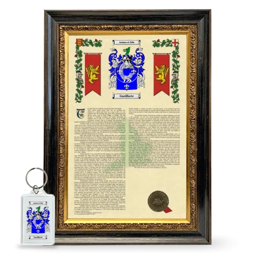 Gueilfarte Framed Armorial History and Keychain - Heirloom