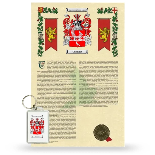 Gunnine Armorial History and Keychain Package