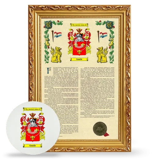 Gontle Framed Armorial History and Mouse Pad - Gold