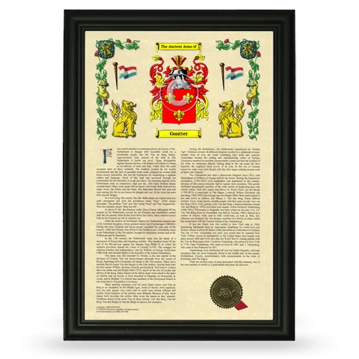 Guntter Armorial History Framed - Black