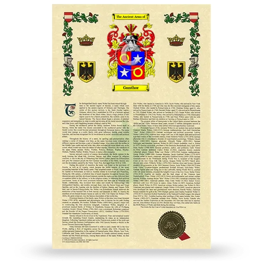 Gunthor Armorial History with Coat of Arms