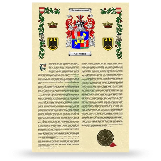 Guterman Armorial History with Coat of Arms