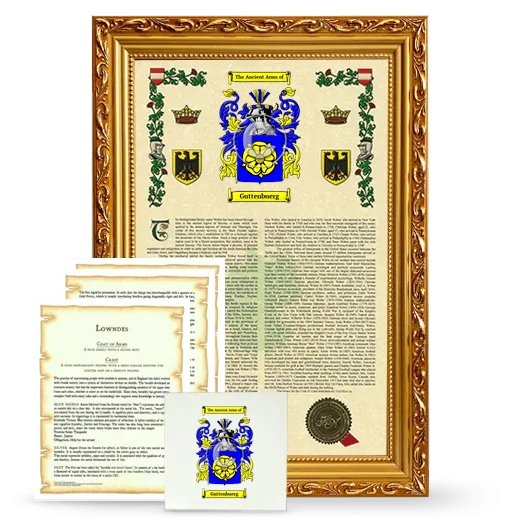 Guttenbuerg Framed Armorial, Symbolism and Large Tile - Gold