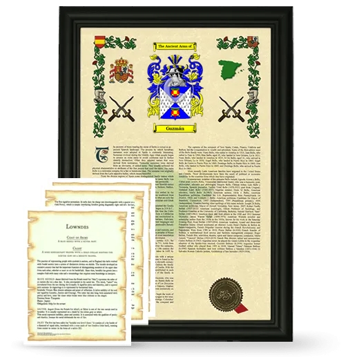 Guzmán Framed Armorial History and Symbolism - Black