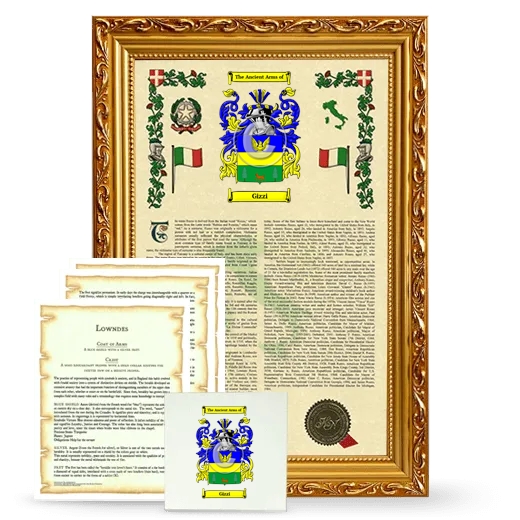 Gizzi Framed Armorial, Symbolism and Large Tile - Gold