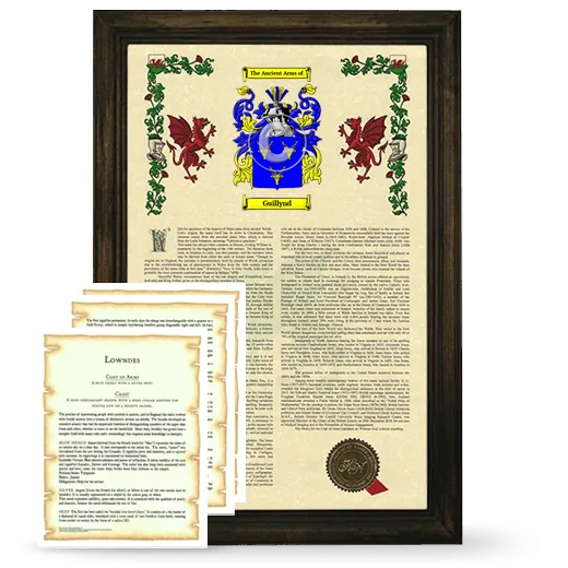 Guillynd Framed Armorial History and Symbolism - Brown