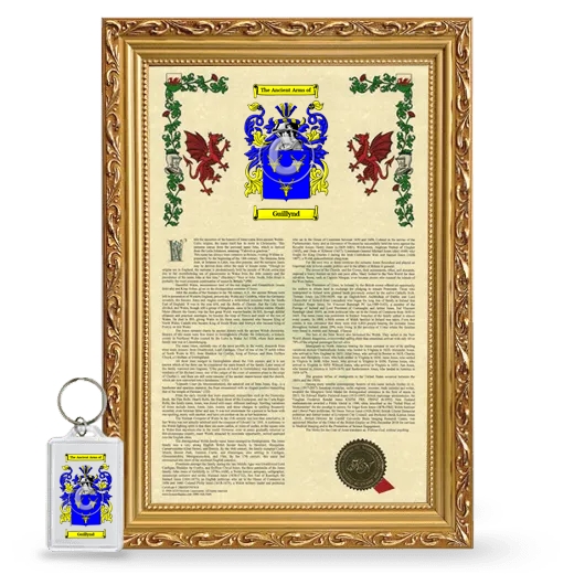 Guillynd Framed Armorial History and Keychain - Gold