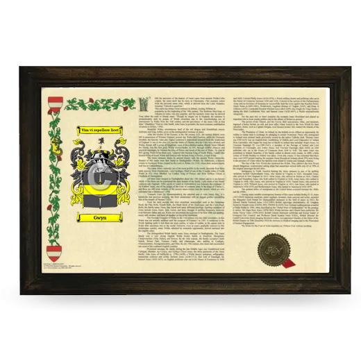 Gwyn Armorial Landscape Framed - Brown