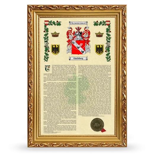 Gintleberg Armorial History Framed - Gold