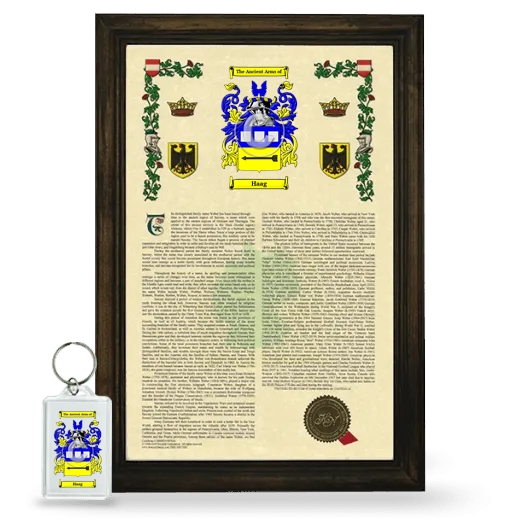 Haag Framed Armorial History and Keychain - Brown