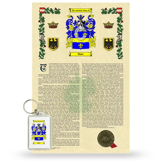 Hare Armorial History and Keychain Package