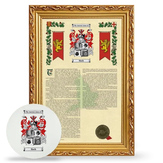 Hach Framed Armorial History and Mouse Pad - Gold
