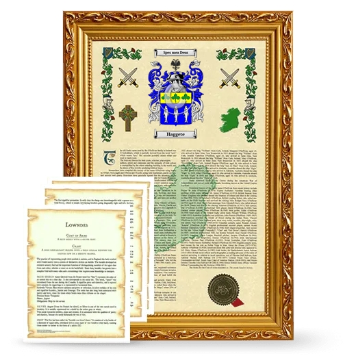 Haggete Framed Armorial History and Symbolism - Gold