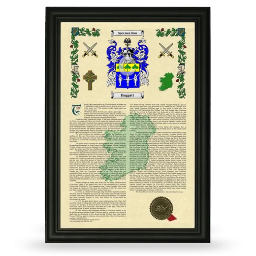 Heggatt Armorial History Framed - Black