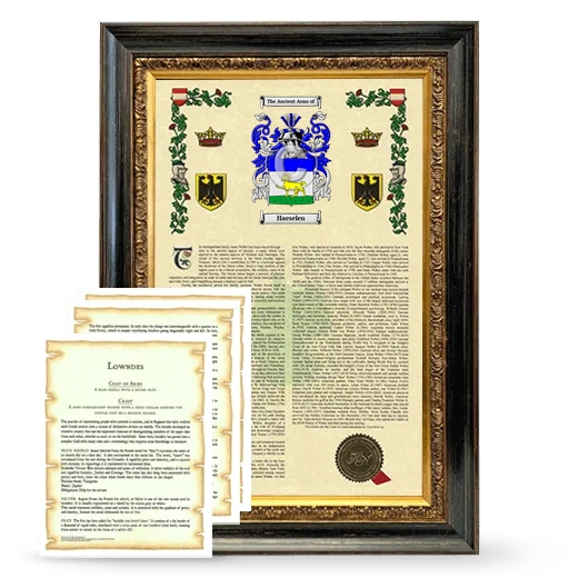 Haeselen Framed Armorial History and Symbolism - Heirloom