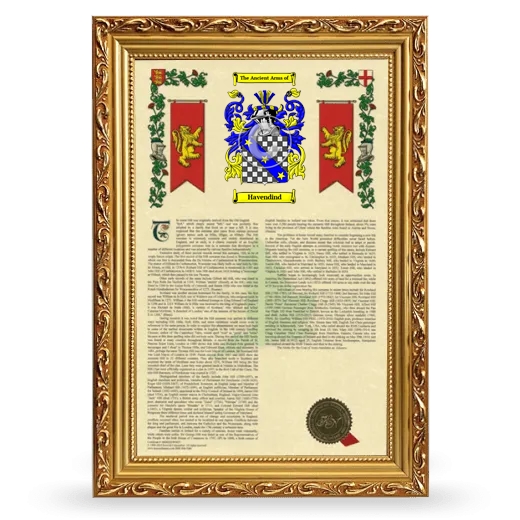 Havendind Armorial History Framed - Gold